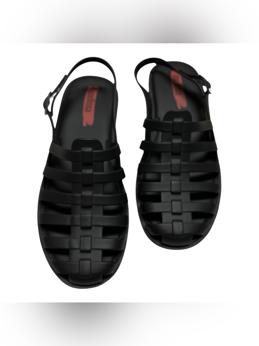 Melissa Black Jelly Sole Fishing Sandals with Studded Tread